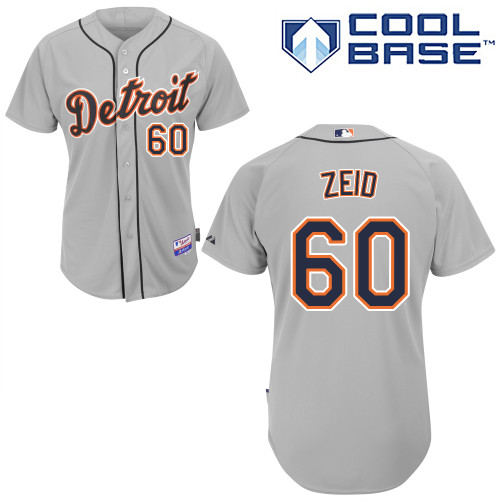 Josh Zeid #60 MLB Jersey-Detroit Tigers Men's Authentic Road Gray Cool Base Baseball Jersey